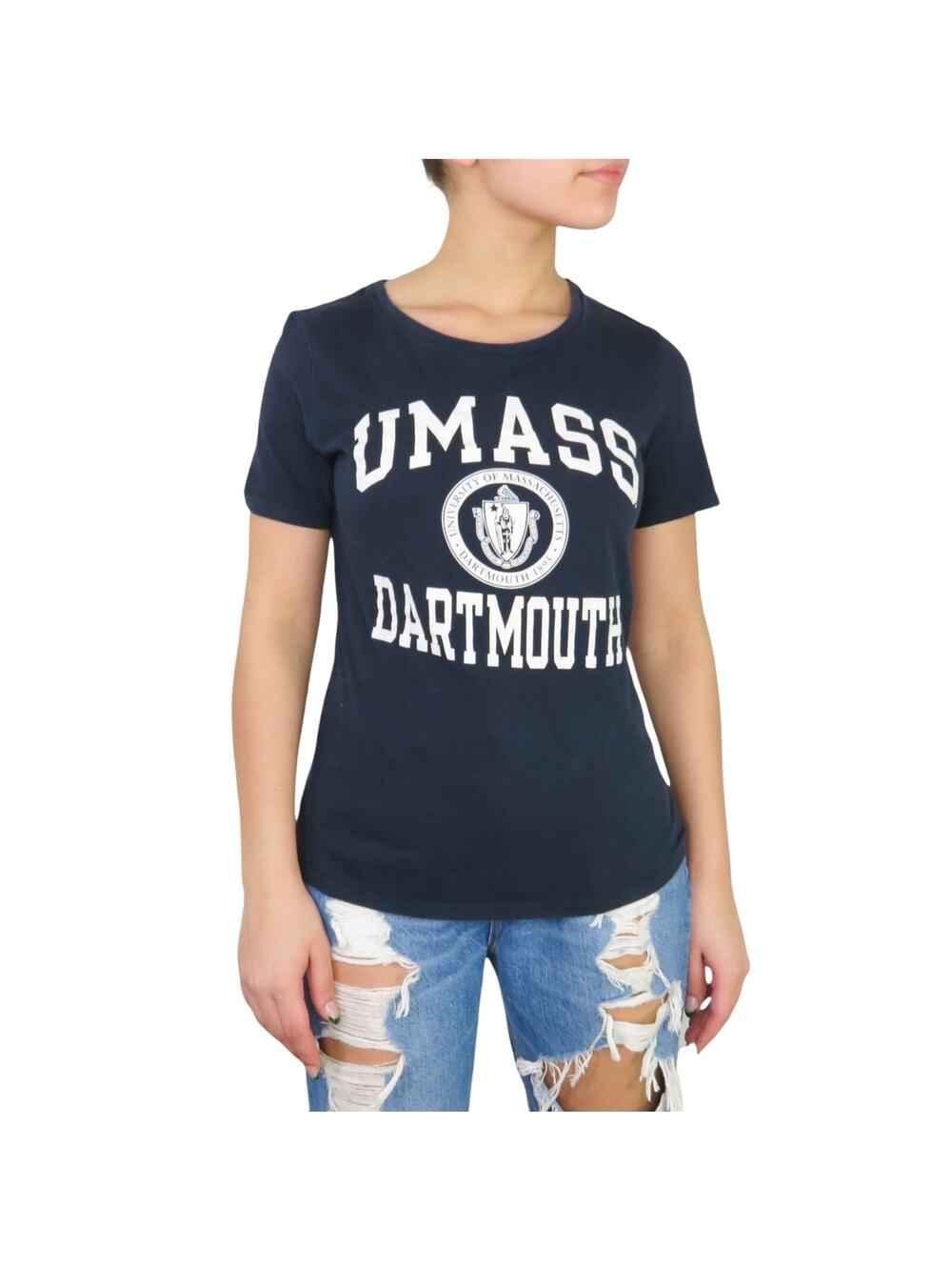 Umass Dartmouth Navy Blue Graphic T-Shirt Champion Small College Tee